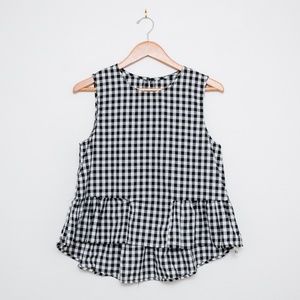 Gingham checked peplum sleeveless top